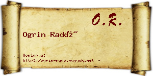 Ogrin Radó névjegykártya